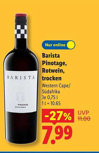 Barista Pinotage, Rotwein, trocken