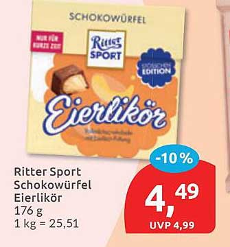 Ritter Sport Schokowürfel Eierlikör 176 g