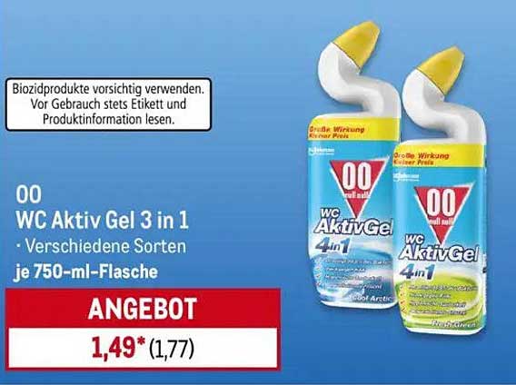 00 WC Aktiv Gel 3 in 1 - verschiedene Sorten je 750-ml-Flasche