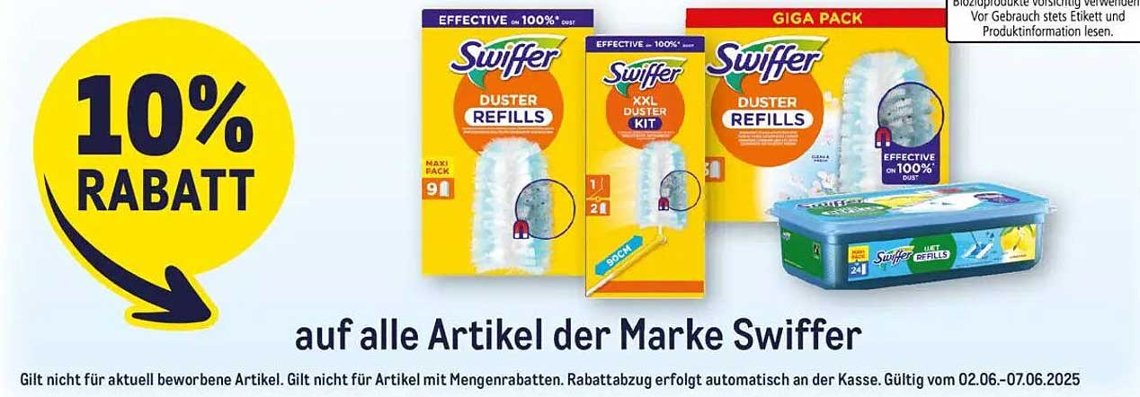 10% Rabatt auf alle Artikel der Marke Swiffer