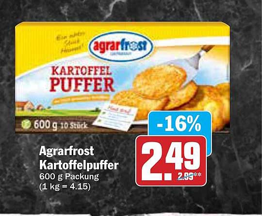 AgrarFrost Kartoffelpuffer 600 g Packung