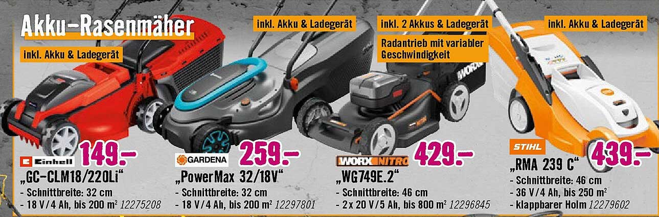 Akku-Rasenmäher inkl. Akku & Ladegerät