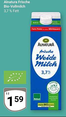 Alnatura Frische Bio-Vollmilch 3,7 % Fett