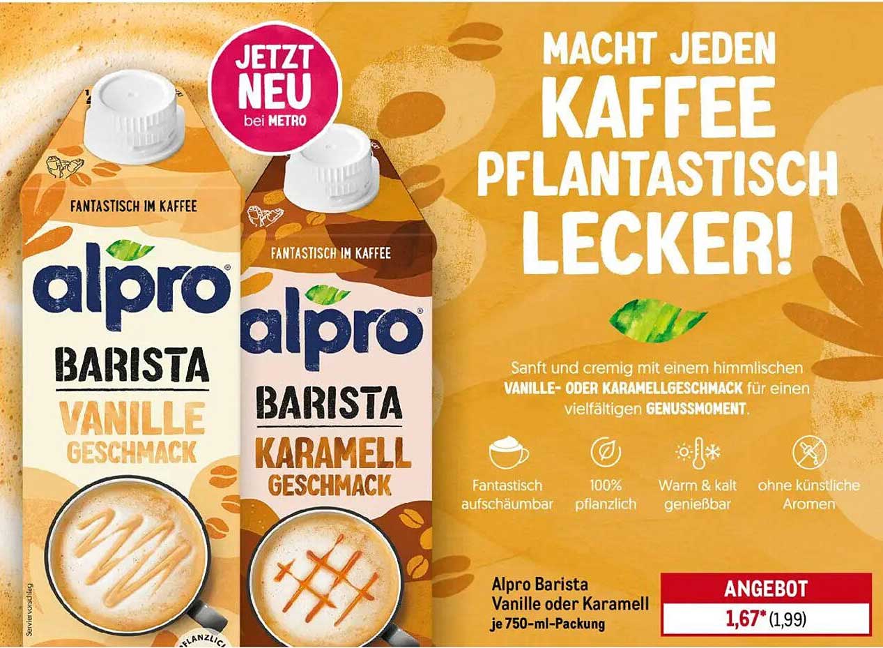 Alpro Barista Vanille oder Karamell 750 ml