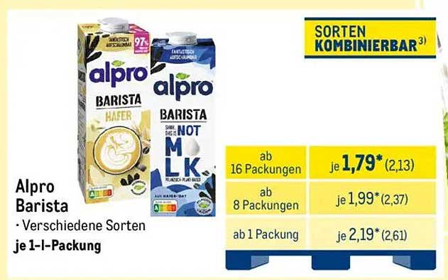 Alpro Barista – Verschiedene Sorten 1-L-Packung