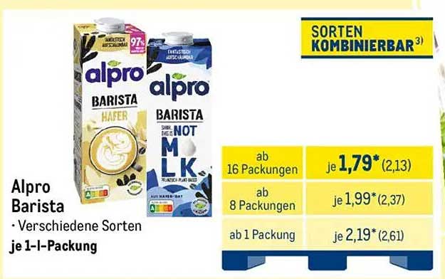 Alpro Barista - Verschiedene Sorten je 1-l-Packung