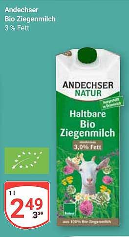 Andechser Bio Ziegenmilch 3 % Fett
