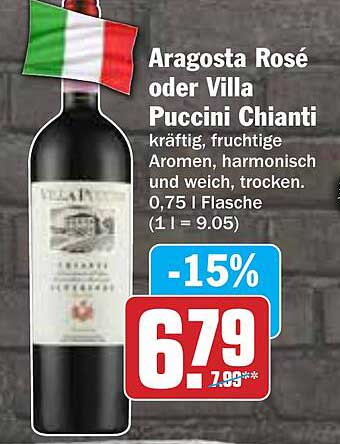 Aragosta Rosé oder Villa Puccini Chianti