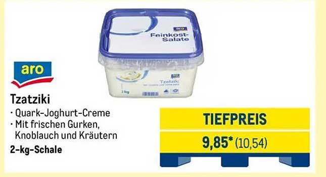  aro Tzatziki 2-kg-Schale – Quark-Joghurt-Creme mit frischen Gurken