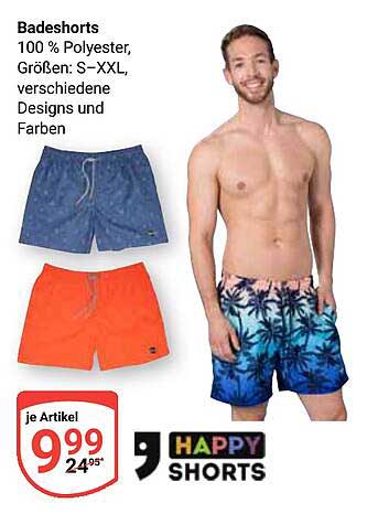 Badeshorts 100 % Polyester, Größen: S–XXL, verschiedene Designs und Farben