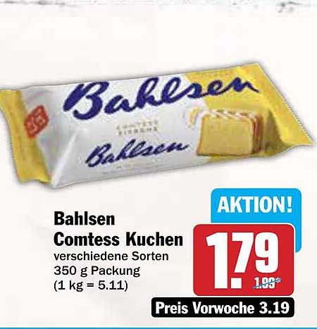 Bahlsen Comtess Kuchen verschiedene Sorten 350 g