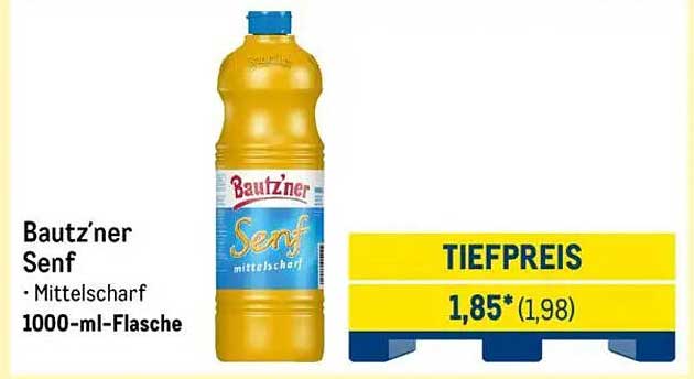 Baut'zner Senf Mittelscharf 1000-ml-Flasche