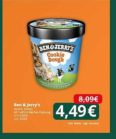Ben & Jerry's Cookie Dough 427-465ml Becher