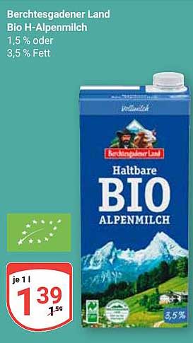 Berchtesgadener Land Bio H-Alpenmilch 1,5 % oder 3,5 % Fett