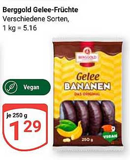 Berggold Gelee-Früchte – Bananen (250 g)