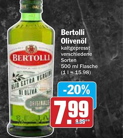 Bertolli Olivenöl 500 ml Flasche - Kaltgepresste Sorten