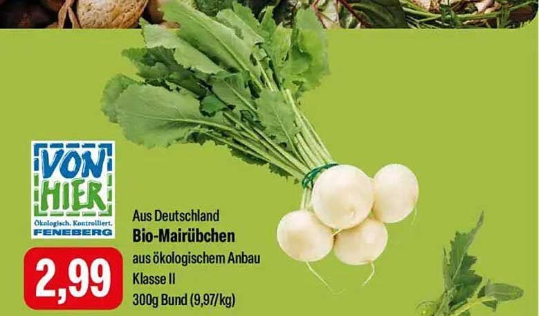 Bio-Mairübbchen aus ökologischem Anbau - 300g Bund für nur 2,99 €