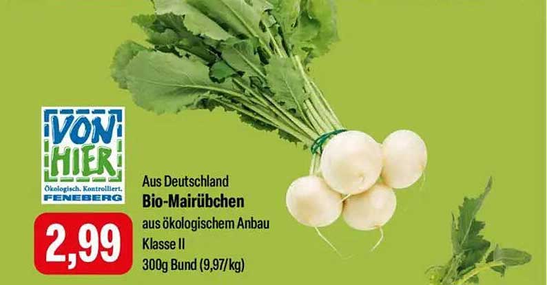 Bio-Mairübschen aus ökologischem Anbau - 300g Bund für nur 2,99 €