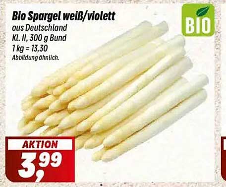 Bio Spargel weiß/violett aus Deutschland, 300 g Bund