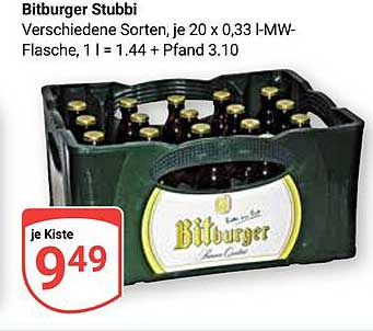 Bitburger Stubbi, 20 x 0,33 l MW-Flasche