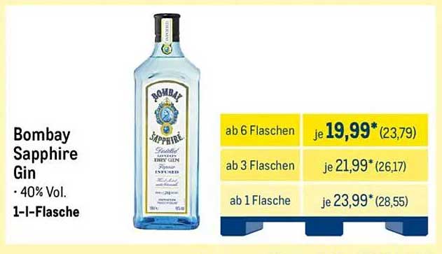 Bombay Sapphire Gin - 1-Liter-Flasche