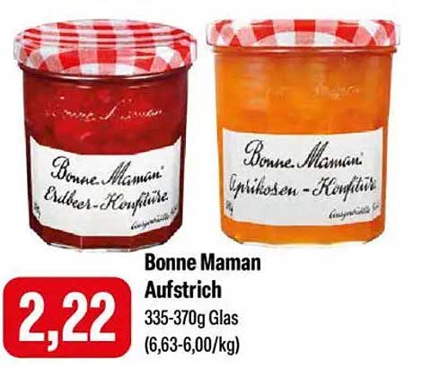 Bonne Maman Aufstrich – Erdbeer- und Aprikosen-Konfitüre