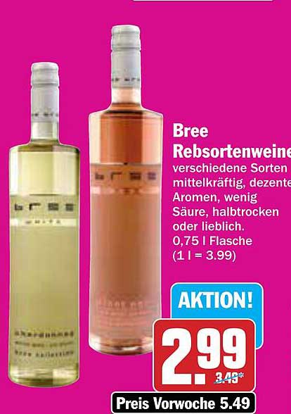 Bree Rebsortenweine 0,75 l Flasche
