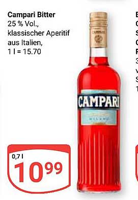 Campari Bitter 0,7 l, klassischer Aperitif aus Italien