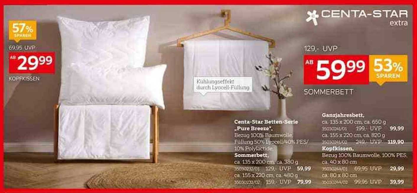 Centa-Star Kopfkissen ab 29,99 € - 57% sparen!
