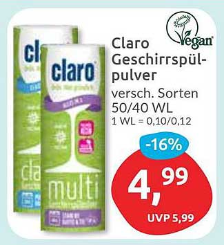Claro Geschirrspülpulver - verschiedene Sorten