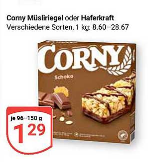 Corny Müsliriegel oder Haferkraft - Verschiedene Sorten