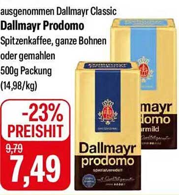 Dallmayr Prodomo Spitzenkaffee, ganze Bohnen oder gemahlen 500g