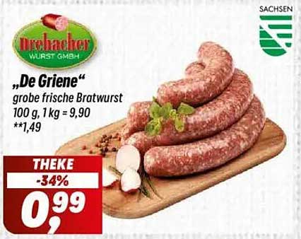 "De Griene" grobe frische Bratwurst