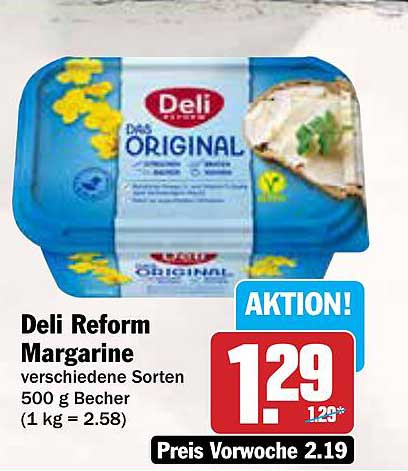 Deli Reform Margarine verschiedene Sorten 500 g Becher