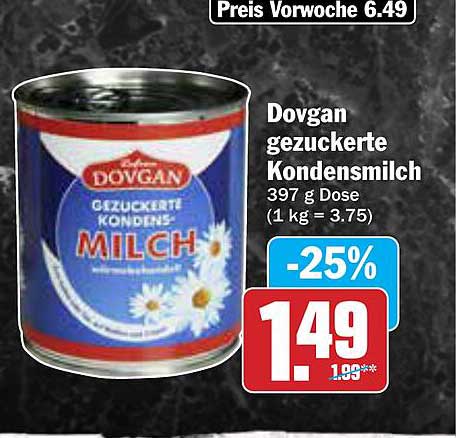 Dovgan gezuckerte Kondensmilch 397 g Dose