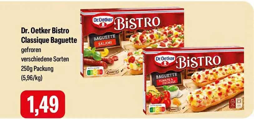Dr. Oetker Bistro Classique Baguette gefroren verschiedene Sorten 250g Packung