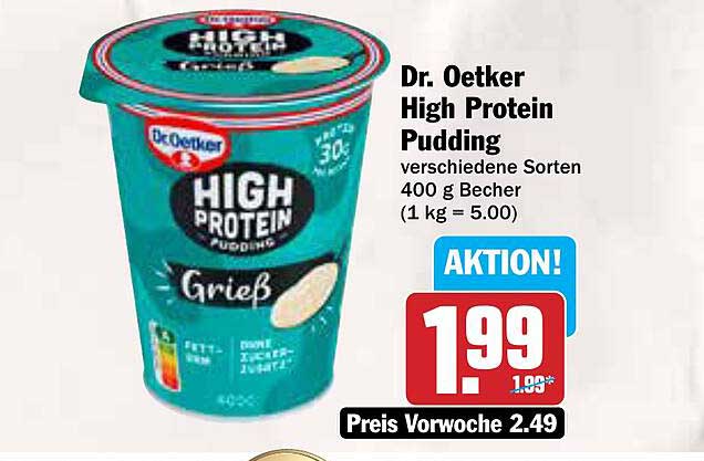 Dr. Oetker High Protein Pudding verschiedene Sorten 400 g Becher