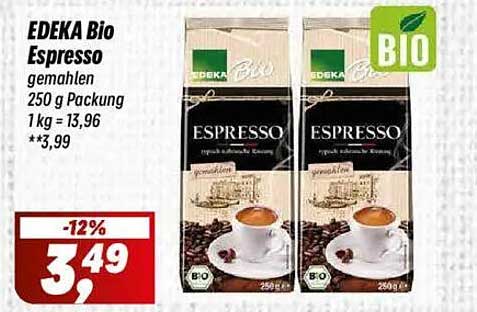 EDEKA Bio Espresso gemahlen 250 g Packung