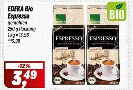 EDEKA Bio Espresso gemahlen 250 g Packung