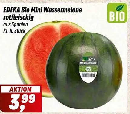 EDEKA Bio Mini Wassermelone rotfleischig aus Spanien - Aktion!