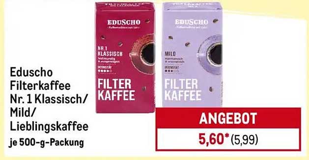 Eduscho Filterkaffee Nr. 1 Klassisch/Mild/Lieblingskaffee je 500-g-Packung