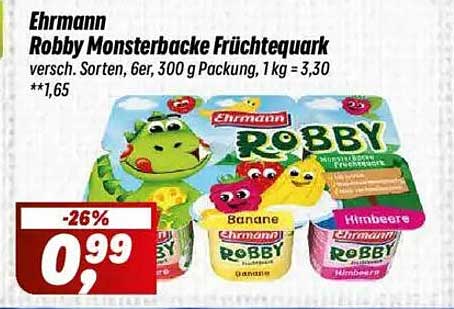 Ehrmann Robby Monsterbacke Früchtetquark, 300 g Packung, verschiedene Sorten