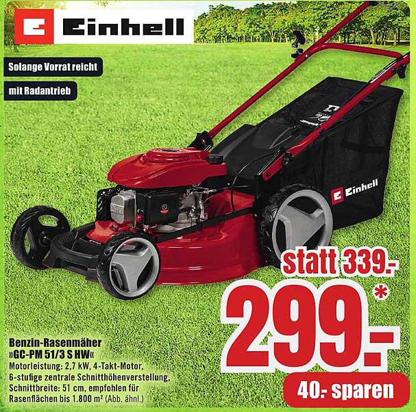 Einhell Benzin-Rasenmäher GC-PM 51/3 HW mit Radantrieb