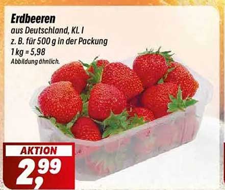 Erdbeeren aus Deutschland, KL I - 500 g für nur 2,99 €