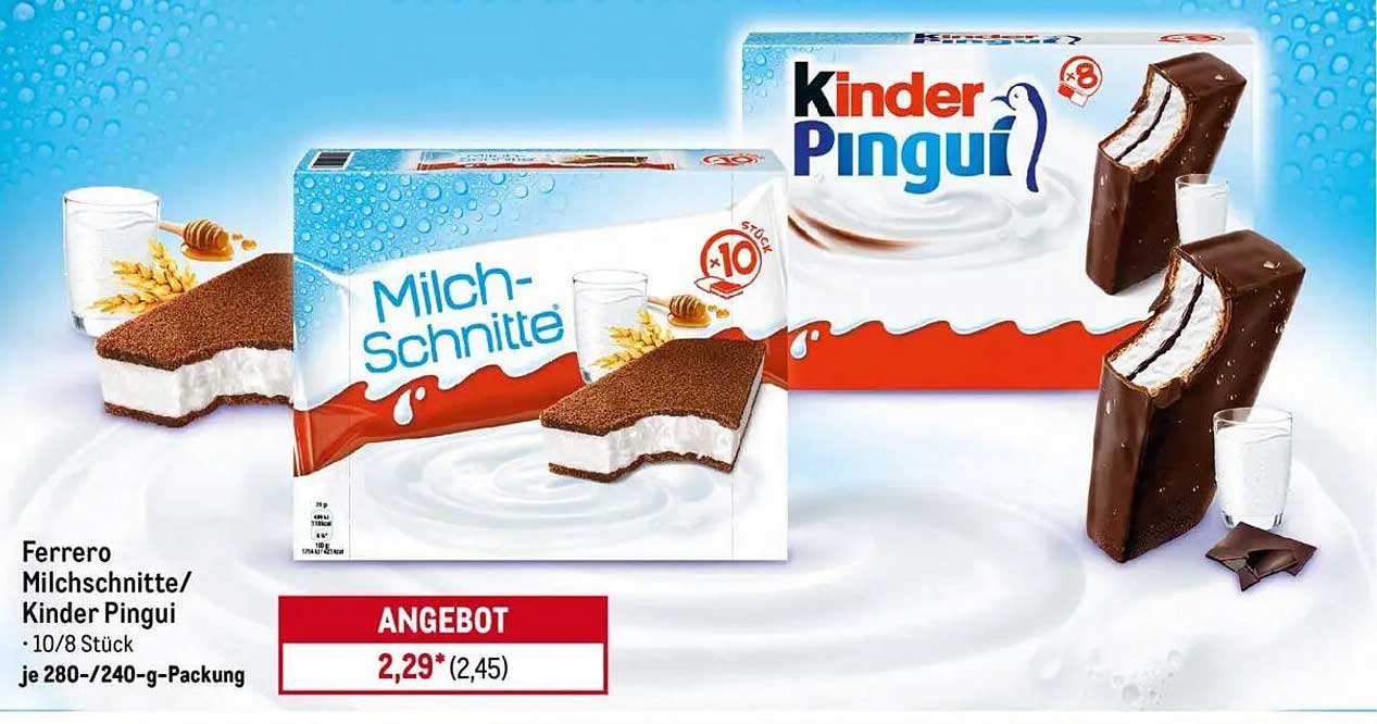 Ferrero Milch-Schnitte/Kinder Pingui – 10/8 Stück