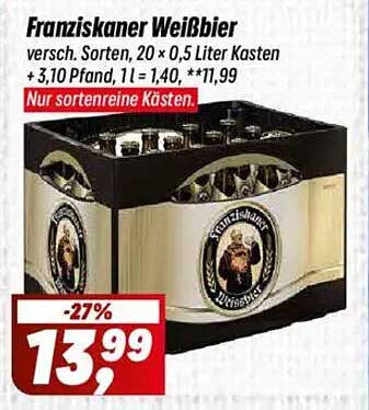 Franziskaner Weißbier 20 x 0,5 Liter Kasten