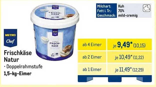 Frischkäse Natur - Doppelfrischstufe (1,5-kg-Eimer)