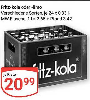 Fritz-Kola oder Limo - je Kiste