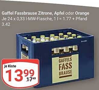 Gaffel Fassbrause Zitrone, Apfel oder Orange