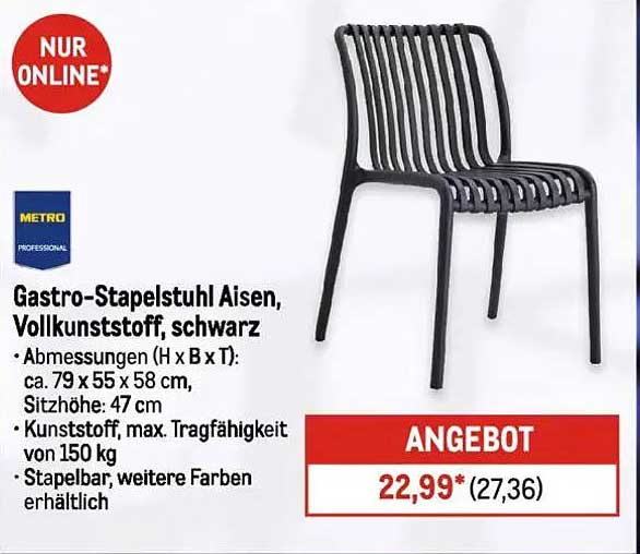 Gastro-Stapelstuhl Aisen, Vollkunststoff, schwarz